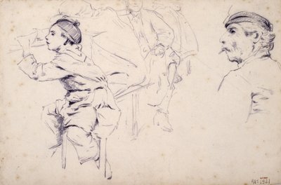 Estudo de crianças e figuras de homens de Santiago Rusiñol